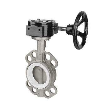 軟密封蝸輪四氟對夾式蝶閥D371F-6/10/16